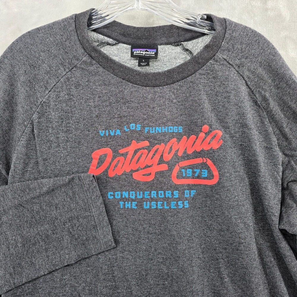 Patagonia Sweatshirt Mens Large Dark Gray Viva Los Funhogs Graphic Raglan Crew